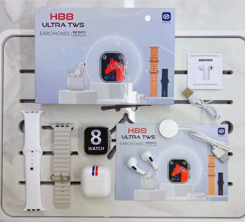 Newest 2-in-1 H88 Ultra Earphone and Bt Watch HD Large Screen Blood Pressure Heart Rate Monitor