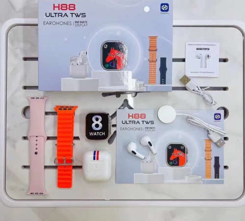 Newest 2-in-1 H88 Ultra Earphone and Bt Watch HD Large Screen Blood Pressure Heart Rate Monitor