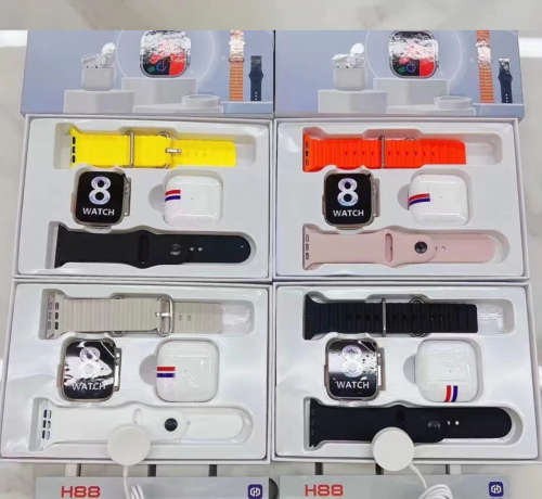 Newest 2-in-1 H88 Ultra Earphone and Bt Watch HD Large Screen Blood Pressure Heart Rate Monitor