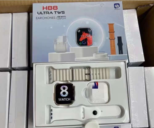 Newest 2-in-1 H88 Ultra Earphone and Bt Watch HD Large Screen Blood Pressure Heart Rate Monitor