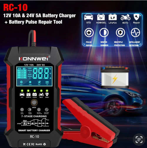 KONNWEI RC-10 2 inch Car Battery Charger Battery Pulse Repair Tool Brand New Sealed