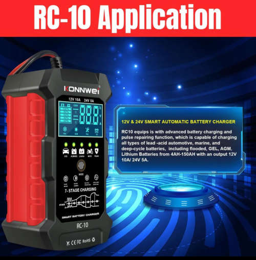 KONNWEI RC-10 2 inch Car Battery Charger Battery Pulse Repair Tool Brand New Sealed