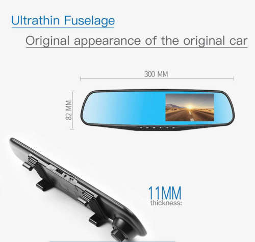 Rearview Mirror Dual Channel DVR Camera Recorder Dash Cam