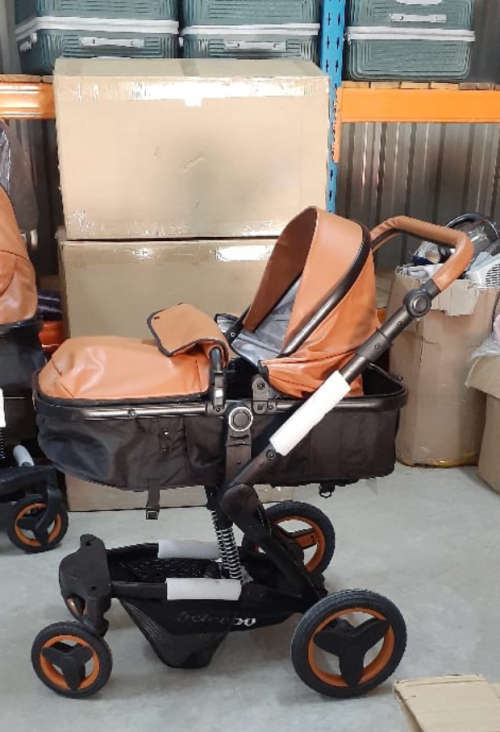 Belecoo Luxury Travel System 2 in 1 - PU Brown With Black Frames Display Unit.  READ DESCRIPTION