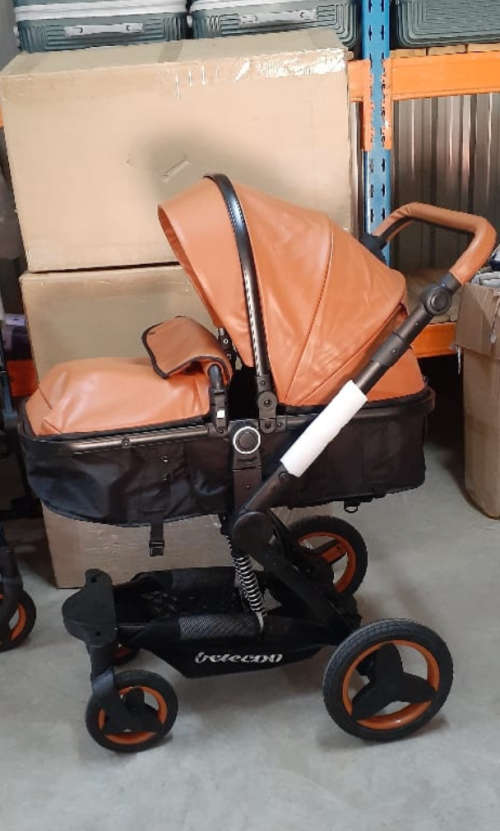 Belecoo Luxury Travel System 2 in 1 - PU Brown With Black Frames Display Unit.  READ DESCRIPTION