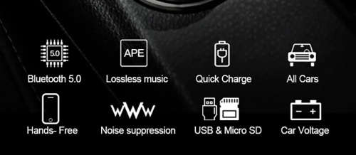 Q1 Wireless FM Transmitter Bluetooth Car Kit Handsfree Calling Auto Bluetoooth 5.0 Car MP3 Player