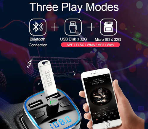 Q1 Wireless FM Transmitter Bluetooth Car Kit Handsfree Calling Auto Bluetoooth 5.0 Car MP3 Player