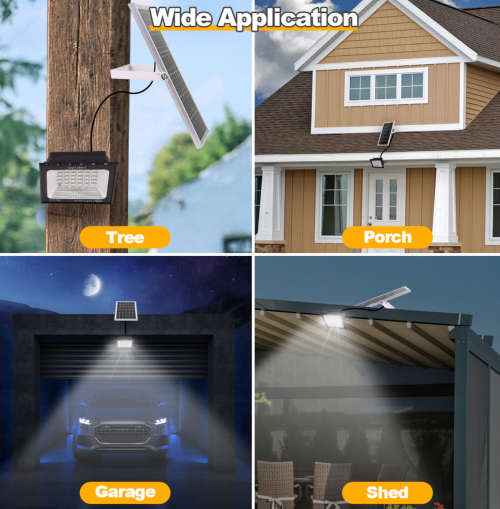 300W LED Solar Flood Light with Remote & IP67 Waterproof