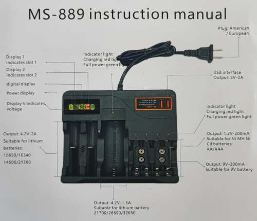 MULTI-BATTERY CHARGER MS-889 NEW
