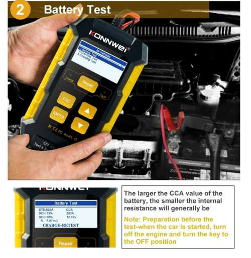 KONNWEI KW510 Car Battery, Charger, Repair Test Equipment 3in1
