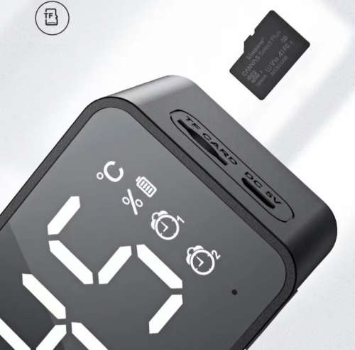 Alarm Clock Bluetooth Speaker with FM Radio & temperature display - Black