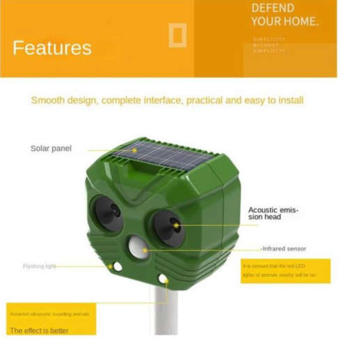 Ultrasonic Solar Animal Repellent RB-55 New