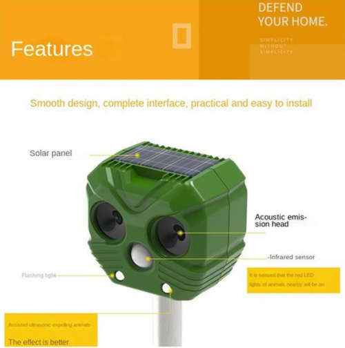 Ultrasonic Solar Animal Repellent RB-55 New
