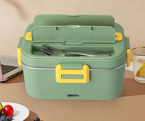 75W Electric Heating Lunch Box With Travel Bag and High Quality Stainless Steel Spoon & Fork