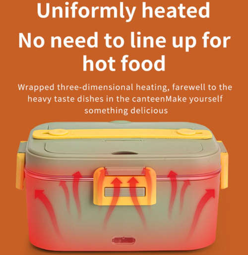 75W Electric Heating Lunch Box With Travel Bag and High Quality Stainless Steel Spoon & Fork