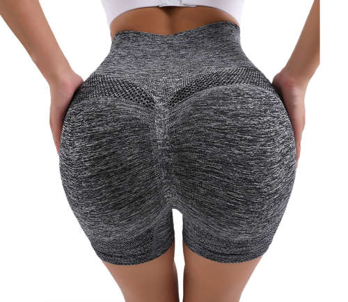 Gym Shorts for Women - High Waisted - Butt Lifting Yoga Pants - Grey - S-M Size