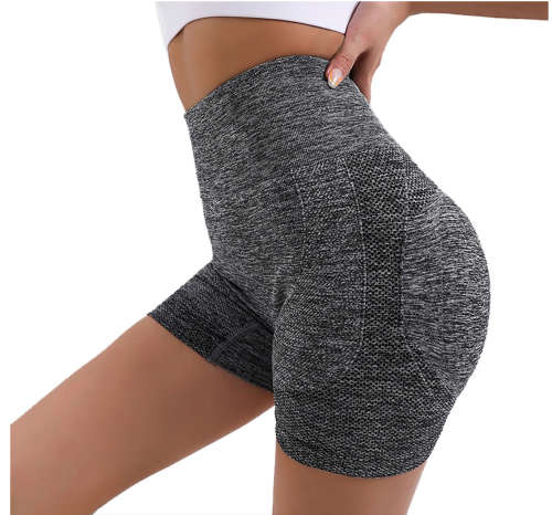Gym Shorts for Women - High Waisted - Butt Lifting Yoga Pants - Grey - S-M Size