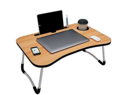 Portable Foldable Laptop Stand Desk for Bed & Sofa - Brown