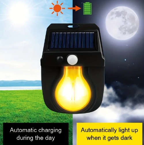 Solar Induction Wall Bulb Lamp Tungsten Wire Wall Bulb Three Function Villa Garden Waterproof Light