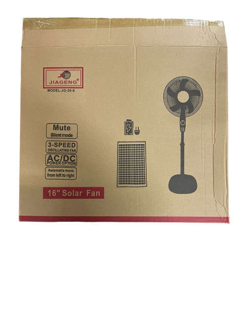 JAIGENG 16` Height Adjustable Rechargeable Solar Fan With Solar Panel and Charger
