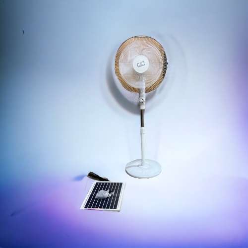 JAIGENG 16` Height Adjustable Rechargeable Solar Fan With Solar Panel and Charger