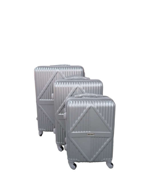Latest Fashion Fancy Design High Quality Hard Outer Shell 3 in 1 Travel Luggage Set - Silver