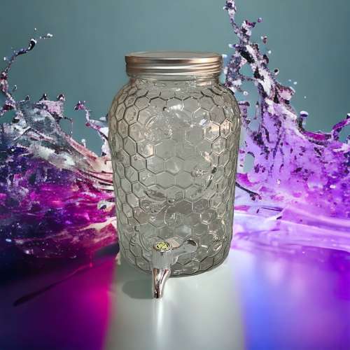 Fruit Infuser Glass Beverage Dispenser with Metal Lid