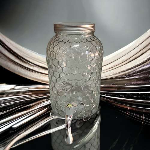 Fruit Infuser Glass Beverage Dispenser with Metal Lid