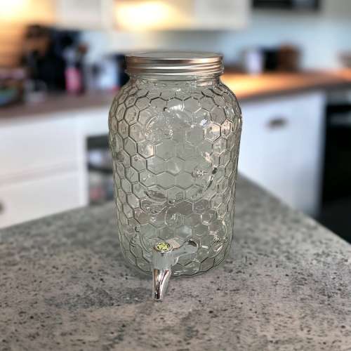 Fruit Infuser Glass Beverage Dispenser with Metal Lid