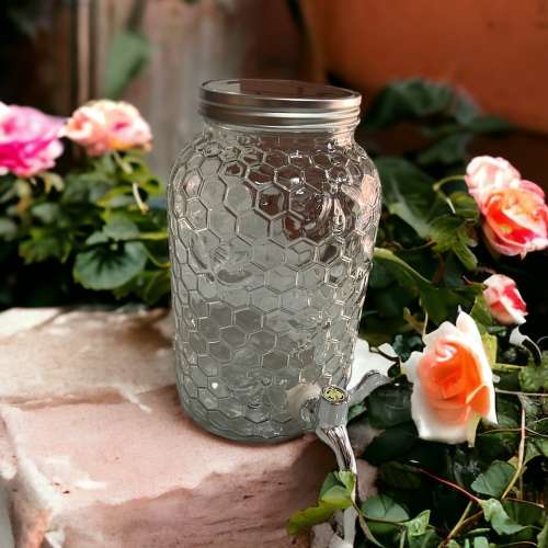 Fruit Infuser Glass Beverage Dispenser with Metal Lid