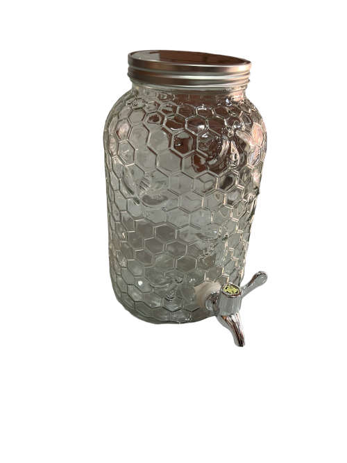 Fruit Infuser Glass Beverage Dispenser with Metal Lid