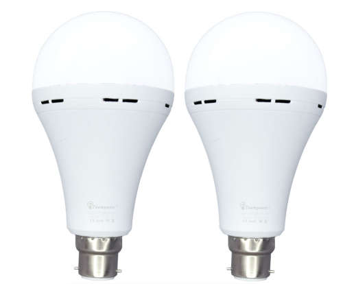 2 Pack 12W Rechargeable Bulbs Auto On With Battery For Emergency Use/Loadshedding - B22 (PIN TYPE)