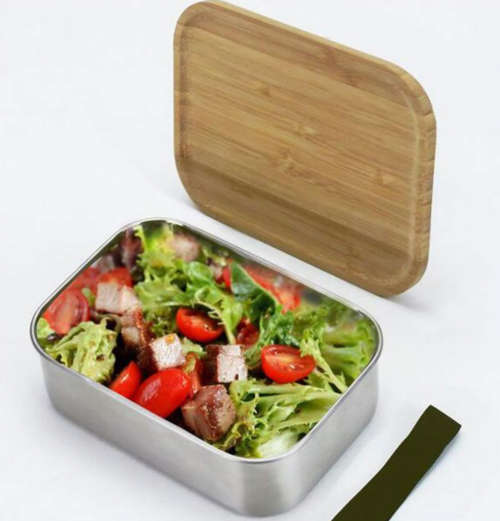 Stainless Steel Lunch Box With Bamboo Cover