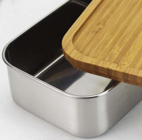 Stainless Steel Lunch Box With Bamboo Cover