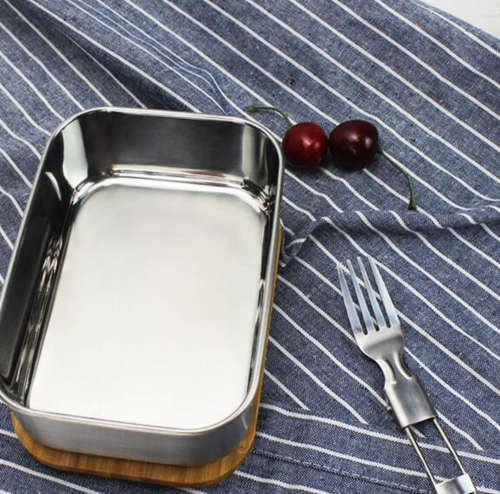 Stainless Steel Lunch Box With Bamboo Cover