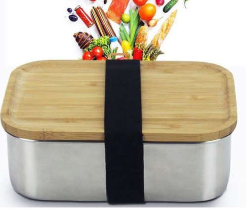 Stainless Steel Lunch Box With Bamboo Cover