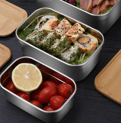 Stainless Steel Lunch Box With Bamboo Cover
