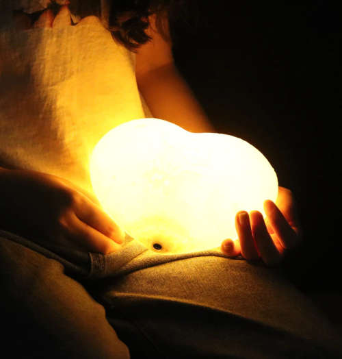 Heart Shaped Colour Changing Large 3D Moon Lamp with Wooden Stand