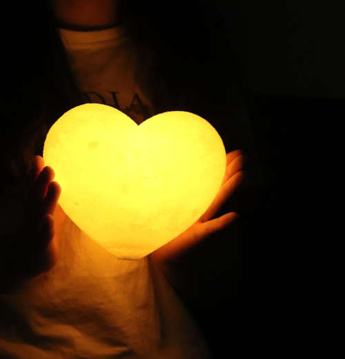 Heart Shaped Colour Changing Large 3D Moon Lamp with Wooden Stand