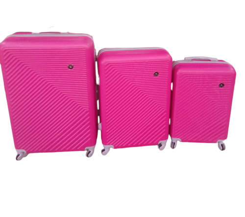 Latest Fashion Fancy Design High Quality Hard Outer Shell 3 in 1 Travel Luggage Set - Pink