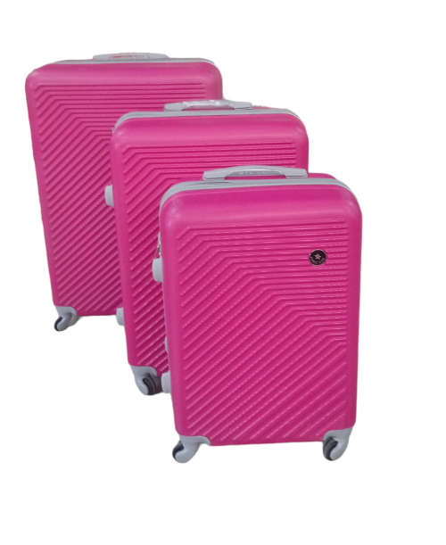 Latest Fashion Fancy Design High Quality Hard Outer Shell 3 in 1 Travel Luggage Set - Pink