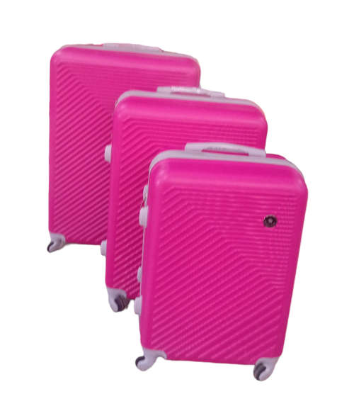Latest Fashion Fancy Design High Quality Hard Outer Shell 3 in 1 Travel Luggage Set - Pink