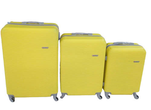 Latest Fashion Fancy Design High Quality Hard Outer Shell 3 in 1 Travel Luggage Set - Yellow