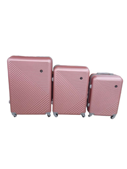Latest Fashion Fancy Design High Quality Hard Outer Shell 3 in 1 Travel Luggage Set - Rose Gold