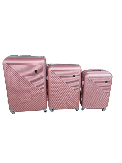 Latest Fashion Fancy Design High Quality Hard Outer Shell 3 in 1 Travel Luggage Set - Rose Gold