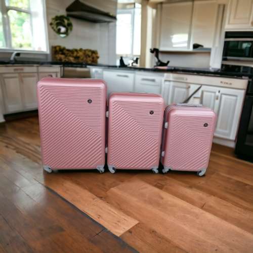Latest Fashion Fancy Design High Quality Hard Outer Shell 3 in 1 Travel Luggage Set - Rose Gold