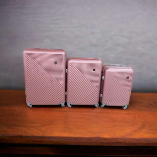 Latest Fashion Fancy Design High Quality Hard Outer Shell 3 in 1 Travel Luggage Set - Rose Gold