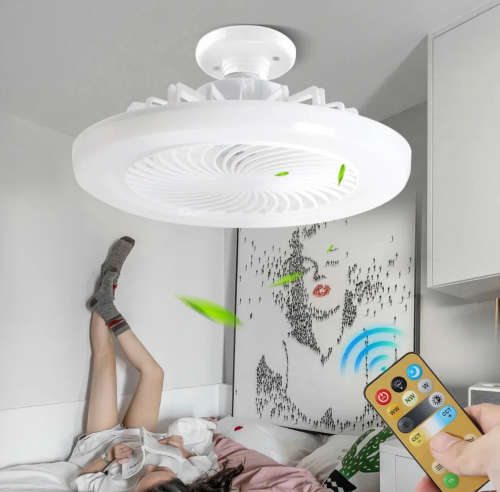 Home Ceiling Remote Control Fan Light E27 Lamp All-In-One Fan Light