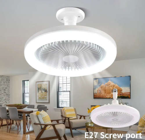 Home Ceiling Remote Control Fan Light E27 Lamp All-In-One Fan Light