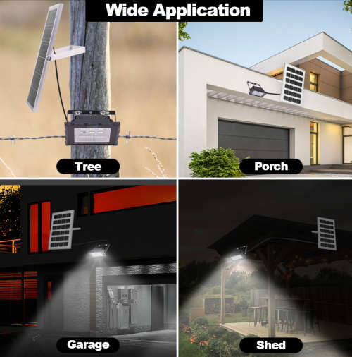 200W LED Solar Flood Light with Remote Control & IP67 Waterproof